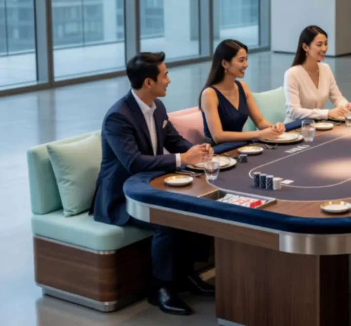 Tables de jeux mobiles installées dans un espace événementiel