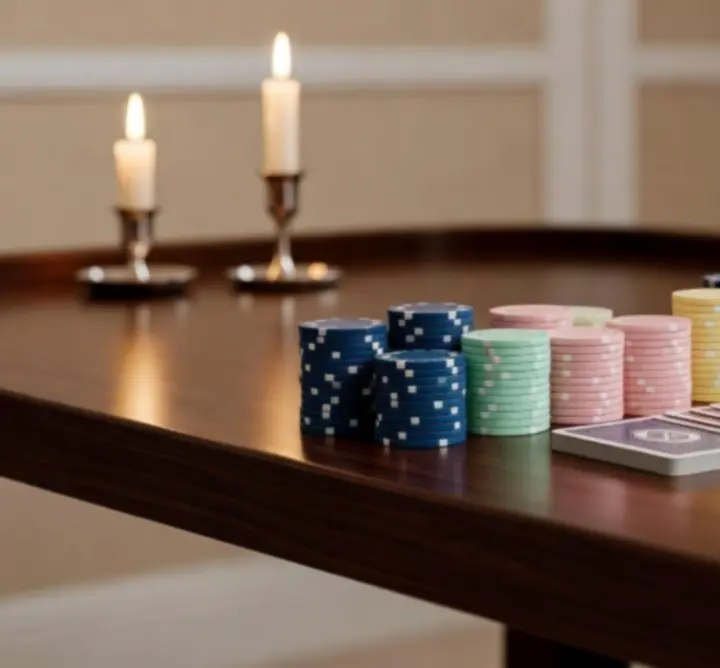 Tables de poker, roulette et blackjack installées pour une soirée privée